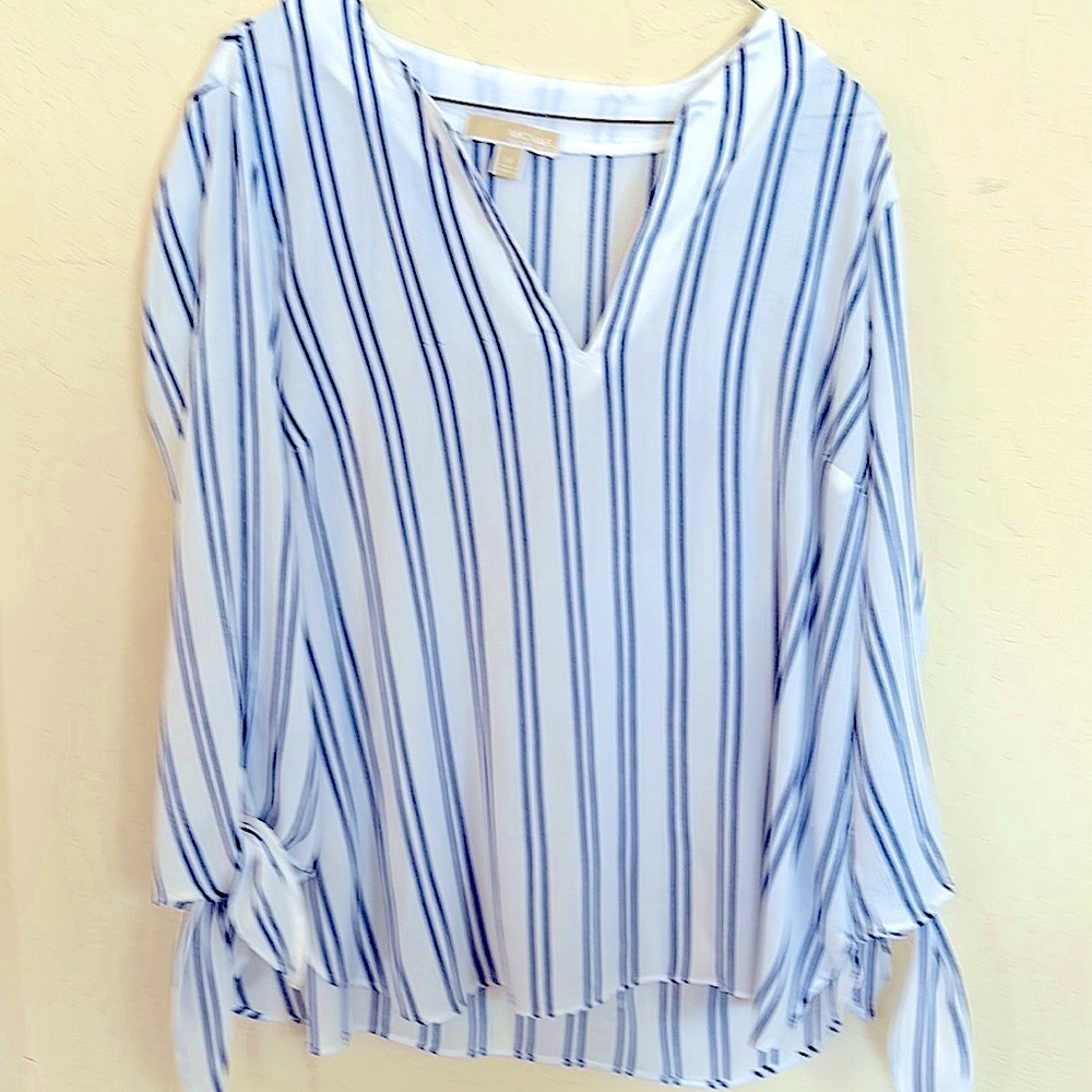 Michael Kors Blue Striped Blouse 80% Viscous/20% Polyester